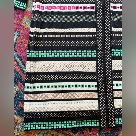 Diane Von Furstenberg | Women’s black/cream/multi geometric silk jersey dress 10 - Picture 4 of 12